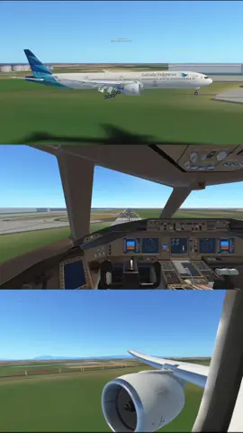 Another #LebaranFlight landing with GA89 from Amsterdam arriving with morning sunshine of Jakarta. #GarudaIndonesia #InfiniteFlight #B777300ER #FlightSim 
