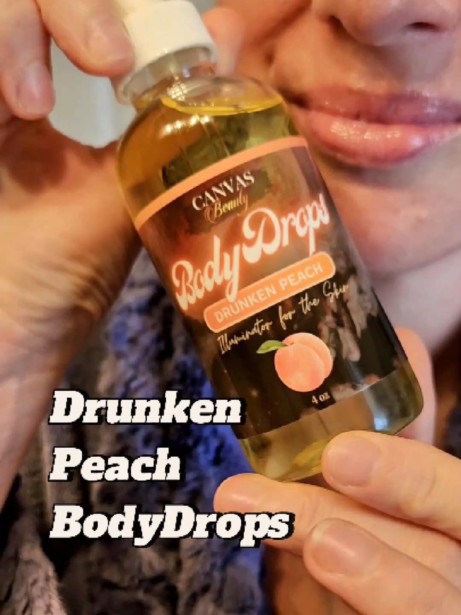 The word is SCRUMPTIOUS | @iamstormisteele #BodyDrops Body Oil in Drunken Peach  #peaches #bodyoil #skincare #over40 #springtok #giftguide #ttslevelup #tiktokshopjumpstart #ttsdelightnow #TikTokShopSpringGlowUp #tiktokshopcreatorpicks