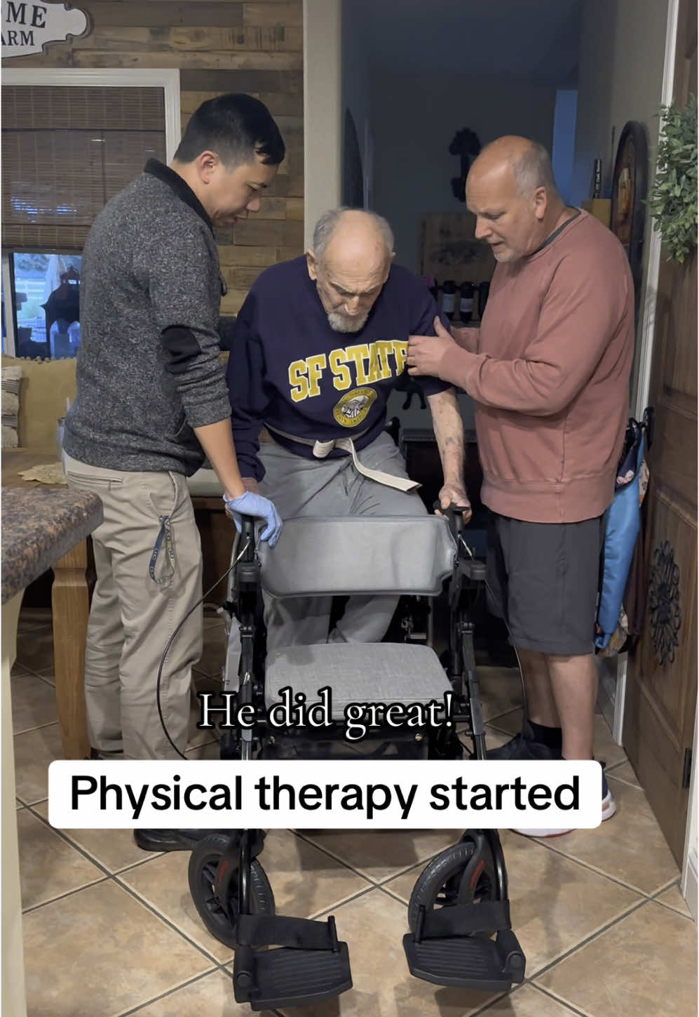 He’s such a trooper!  He did not give up. Happy Wednesday. SABMERCH.com Patreon #fyp #foryoupage #tiktokshop #caregiving #caregiver #Love #brokenhip #hipsurgery #tired #dementia #dementiaawareness #physicaltherapy @Dan Salinger @mrsdsalnorcal2 @mrsdsalnorcal4 @mrsdsalnorcal3 