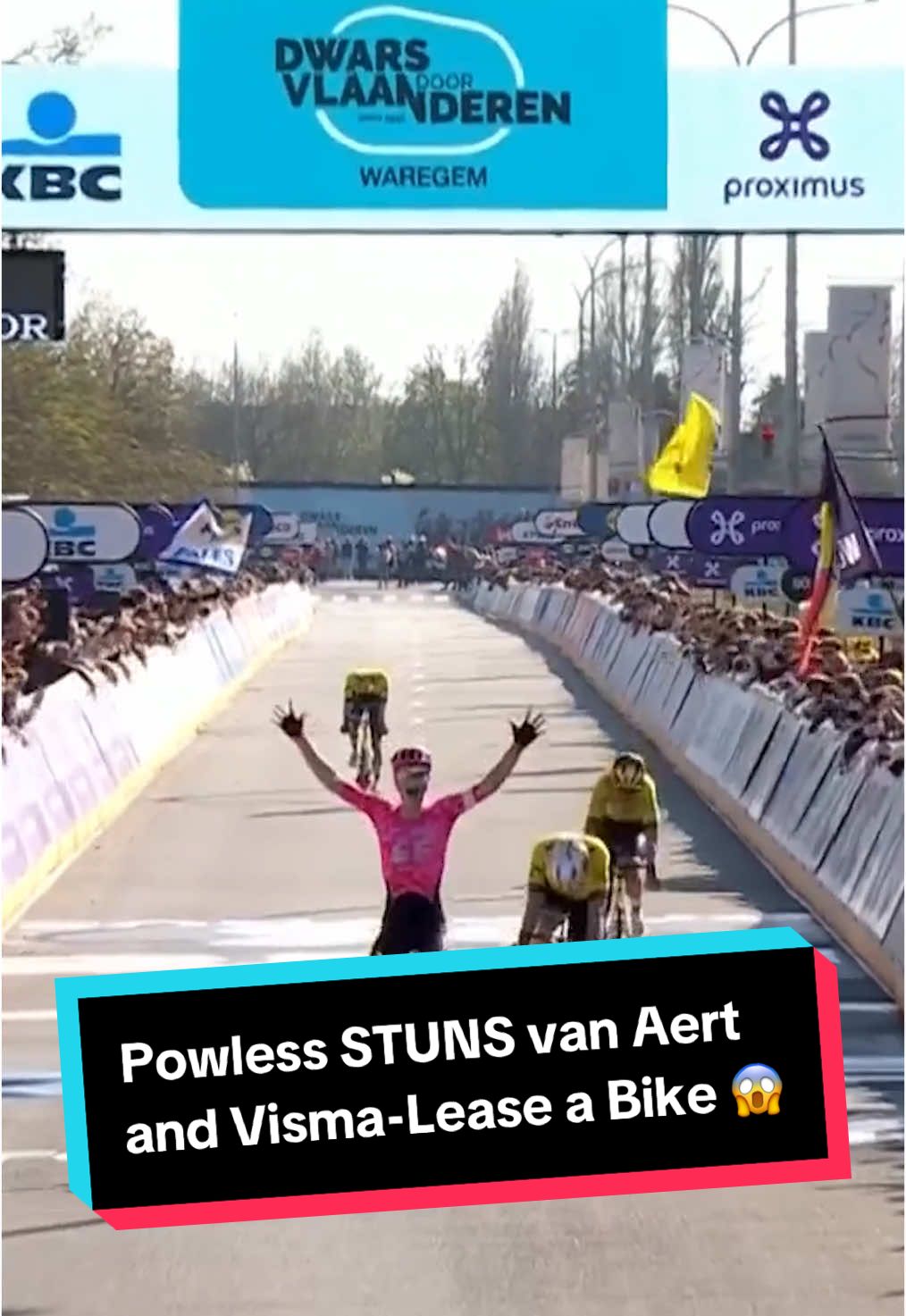 NEILSON POWLESS - TAKE A BOW! 🤯👏 Powless STUNS Wout van Aert and Visma-Lease a Bike to take the victory at Dwars door Vlaanderen 😱 #cycling #roadcycling