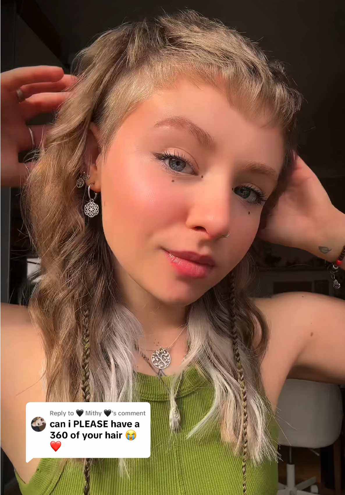 Replying to @🖤 Mithy 🖤 Here’s a more recent 360 for those who have been asking 🤎  #fairygrunge #althair #uniquehair #pixiemullet #fairyhair #hippieaesthetic #earthystyle #whimsical #hair360 