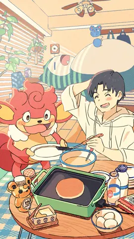上手に焼けた？🥞 #ポケモン と一緒にすごす朝と夜の #ルーティン を #ループアニメ で描く #ポケモンとおはよう #ポケモンとおやすみ シリーズの最終回を公開！締め括りは、ポケモンとおはよう 休みの日の #朝ごはん 編🍴 Perfect flip 🥞 Check out life routines with Pokémon day and night! Wrapping up our series with Pokémon Good Morning: Weekend Breakfast🍴 #カビゴン #ルリリ #バオッキー #ポケモン #ポケットモンスター #ポケモンスリープ #モーニングルーティン #パンケーキ #ホットケーキ #Snorlax #Azurill #Simisear #Pokemon #Pokémon #PokemonSleep #PokémonSleep #MorningRoutine #breakfast #pancake #PokemonGoodMorning #PokemonGoodNight