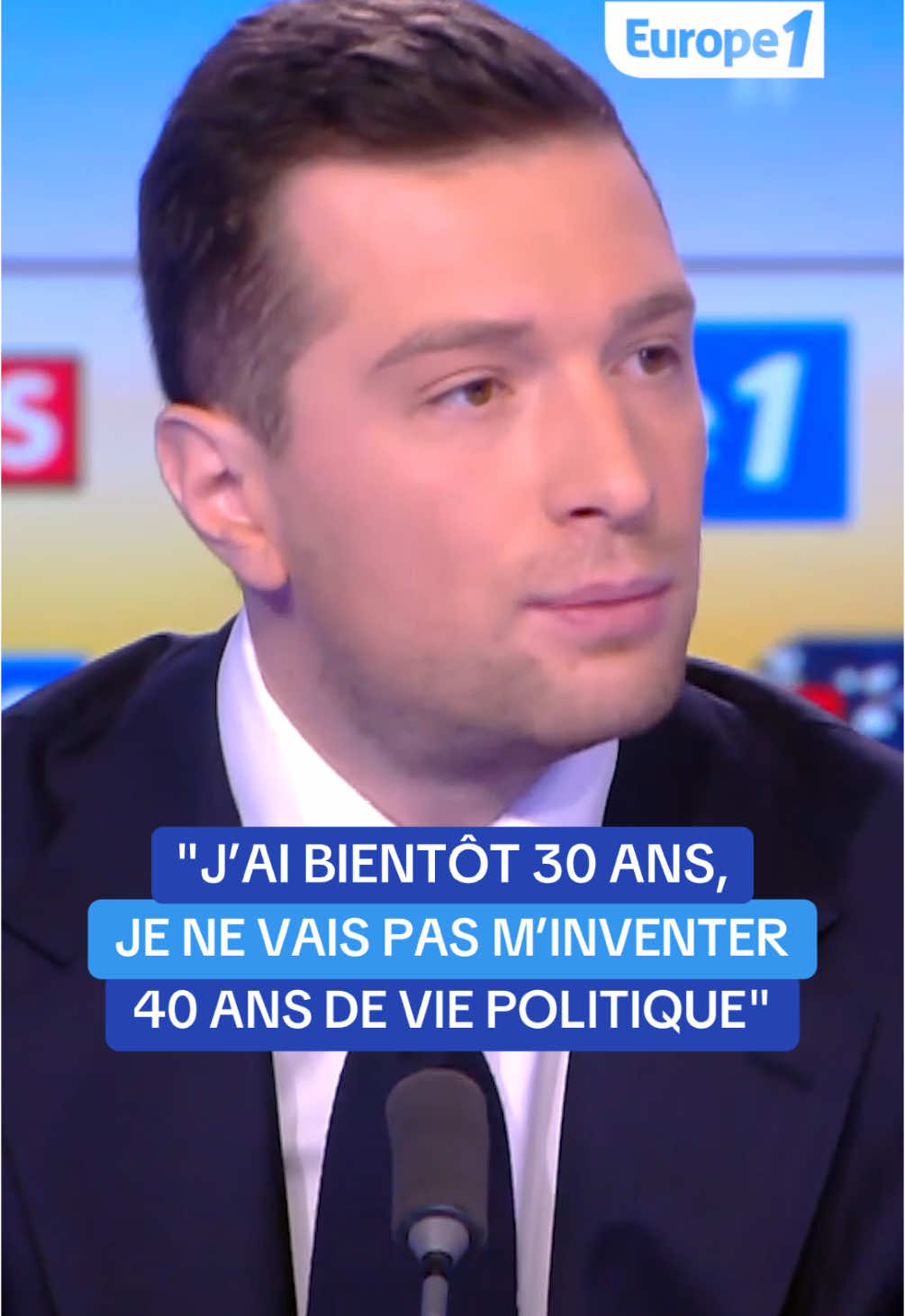 « J’ai bientôt 30 ans, je ne vais pas m’inventer 40 ans de vie politique » déclare Jordan Bardella dans la Grande Interview sur #Europe1 avec @SoMabrouk et Laurence Ferrari