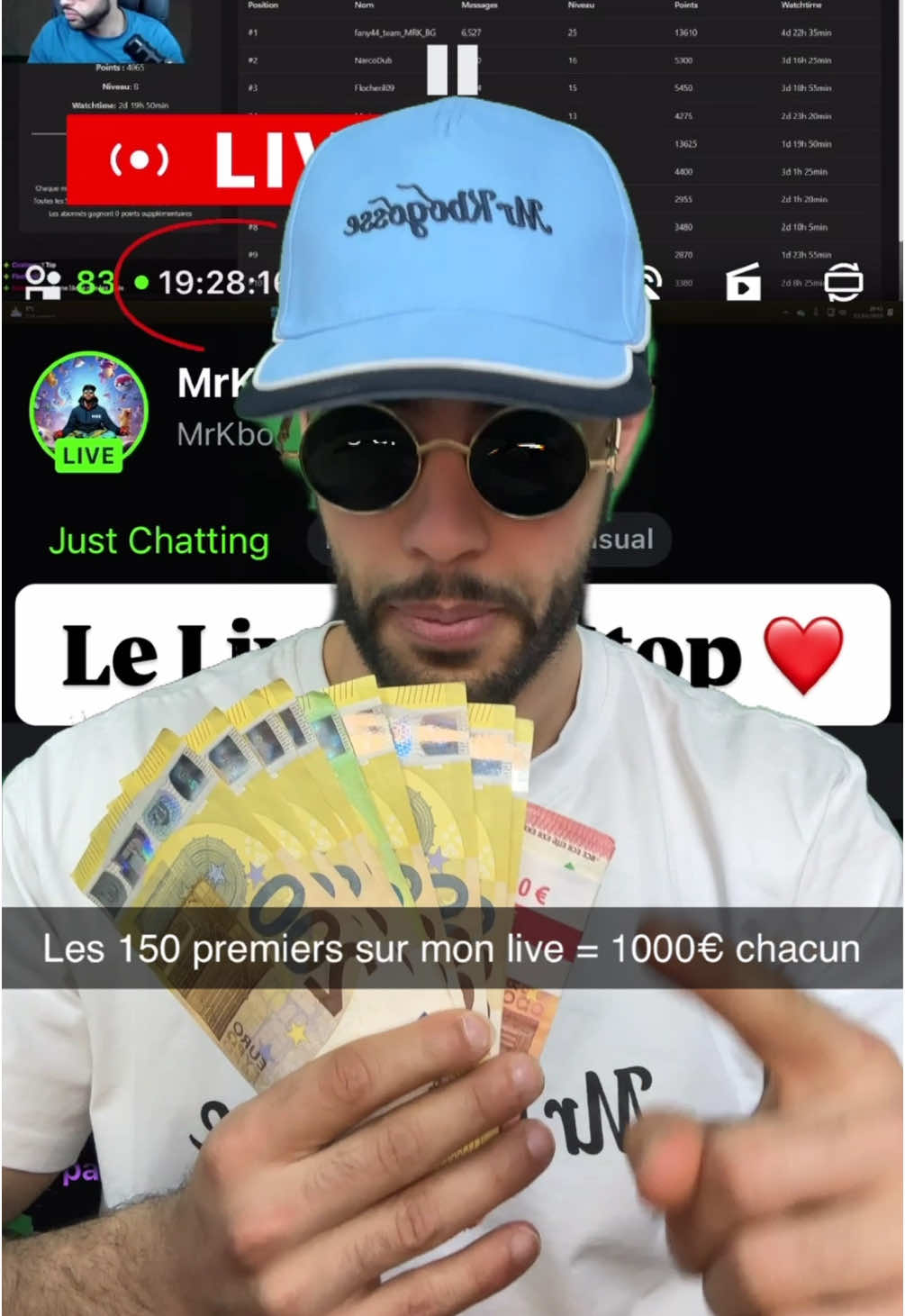 J’offre 1000 € pour les 150 premiers sur mon live Kick, à partir de maintenant !! Le lien de kick et Twitch est dans ma bio  !! Bonne chance ! #kick #twitch 
