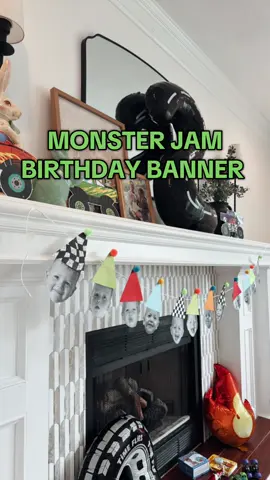 A birthday tradition I plan to do every year until he says I can’t 🤭😆🛻💚 #monsterjam #monsterjambirthday #birthdaybanner #toddlermom #boymom #secondbirthday 