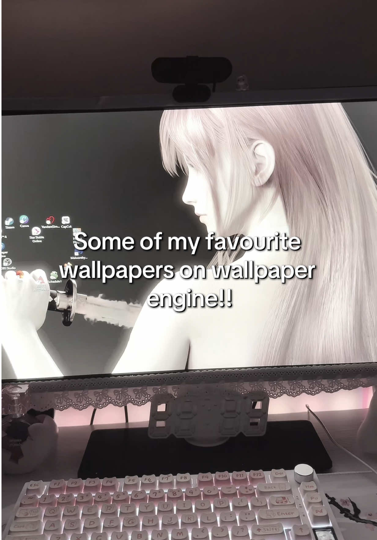 Someone asked for this video so ofc I was going to do it! No gatekeeping here🫶🤍 #pinksetup #wallpapers #wallpaperengine #whitesetup #pink #aesthetic #cute #girly #fyp #foryou #trending #xyzbca #viral 
