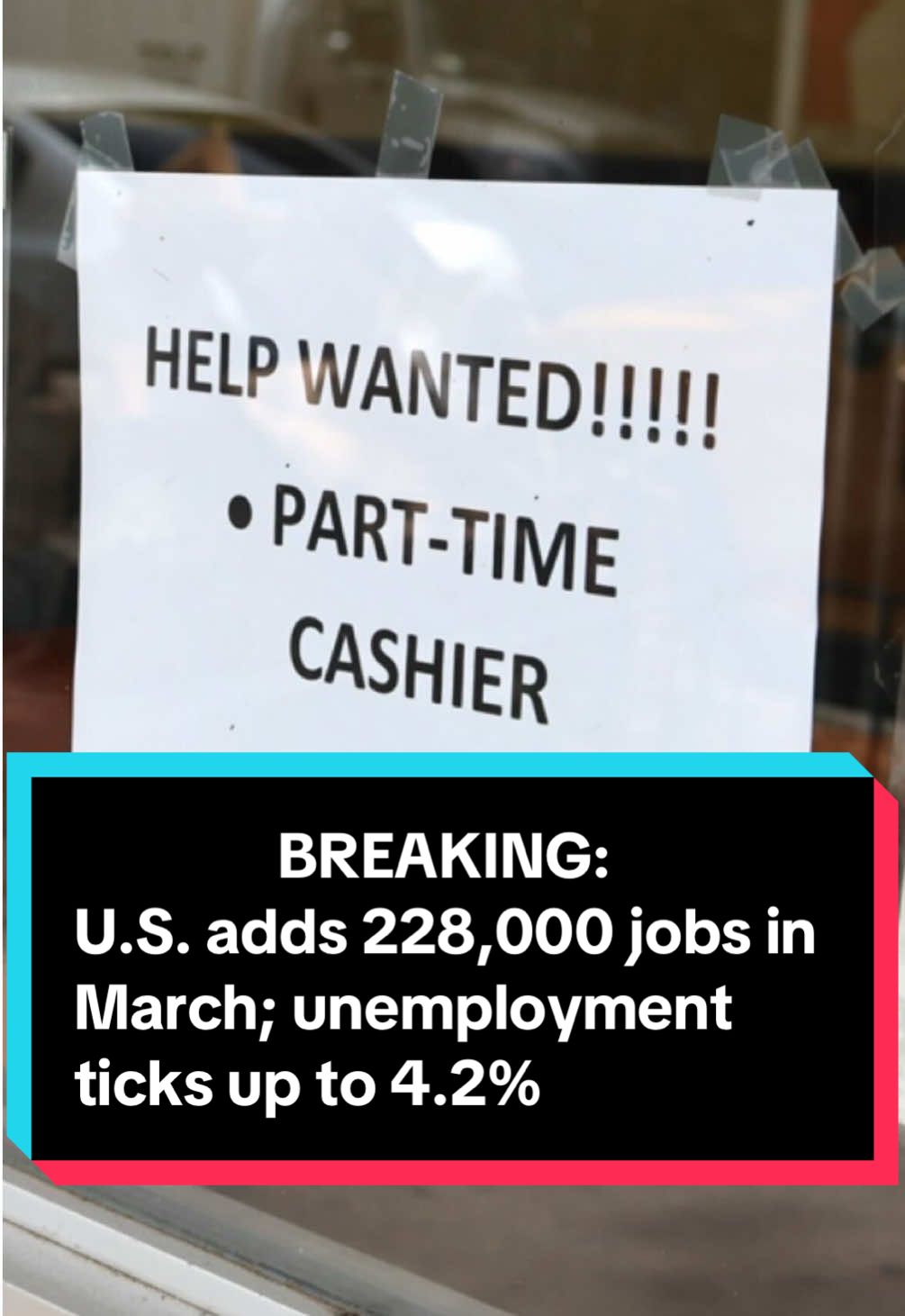 The U.S. economy added 228,000 jobs in March—well above expectations—while the unemployment rate ticked up slightly to 4.2%, according to the Bureau of Labor Statistics. On #MorningJoe, NBC’s Christine Romans called the report a sign of a “resilient” labor market, but warned that it’s “just the rearview mirror” as Wall Street braces for the impact of sweeping Trump tariffs and looming federal job cuts: “There’s all-out dread about what it’s going to do to business.” #jobs  #breakingnews  #US  #employment  #trump 