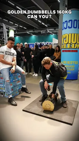 GOLDEN DUMBBELLS 160kg. Can you? #lift #liftchallenge #viral #foryou #hissy #anatolypranks #gym #GymLife #gymchallenge #gymprank #fyp 
