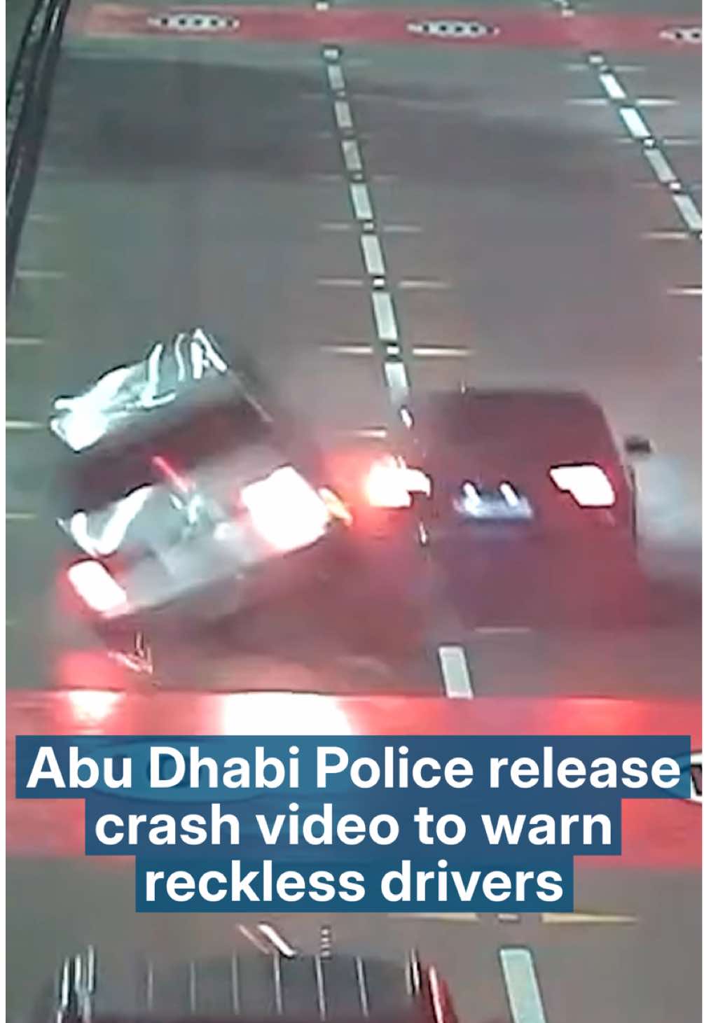 Abu Dhabi Police have released crash footage showing the dangers of sudden swerving, after a high-speed collision on a motorway. Authorities warned that reckless drivers face fines of Dh2,000, up to 23 black points, and 60-day vehicle impoundment. Offenders must also pay Dh50,000 to release their vehicle, or risk it being auctioned.