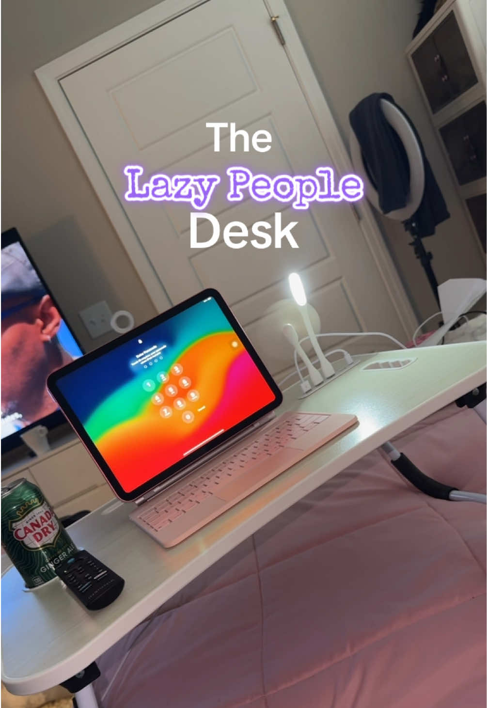 Lazy People Only - Desk! #portabledesk #desk #desksetup #deskorganization #lazygirl #lazygirlhack #TiktokShopMemorialDay #HomeRefresh #springtok 
