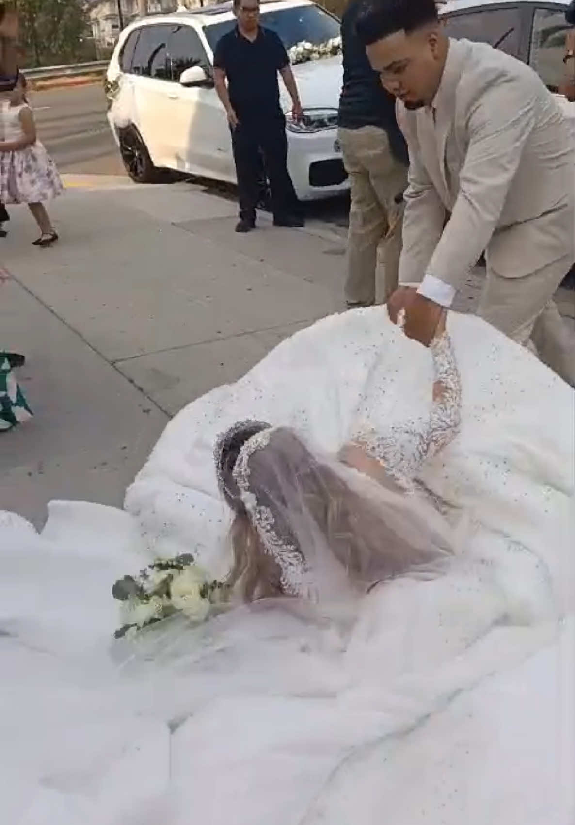 This was totally planned! 🤣😉 #weddingtiktok #weddingfail #funny #slipsandfalls 