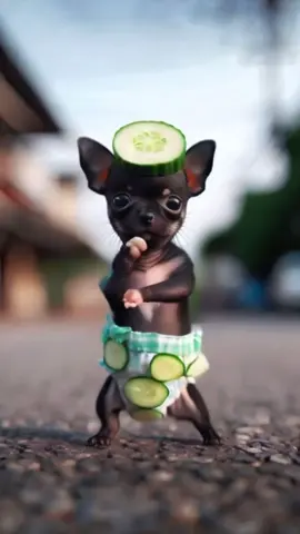 Cucumber diaper chihuahua #dogdance #petdance #chihuahua #チワワ #trending 