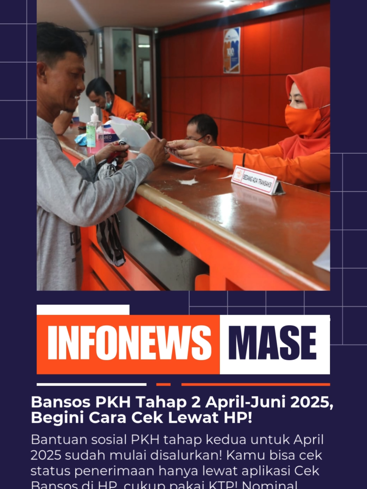 Bansos PKH Tahap 2 April-Juni 2025, Begini Cara Cek Lewat HP! - Bulan April 2025 menandai dimulainya penyaluran bantuan sosial PKH tahap kedua yang mencakup bulan April, Mei, dan Juni. Untuk mengetahui status pencairan bantuan, masyarakat bisa mengecek langsung melalui aplikasi Cek Bansos atau situs resmi Kemensos hanya dengan menggunakan KTP. Prosesnya mudah: cukup daftar akun, isi data lengkap, unggah foto KTP dan swafoto, lalu login untuk melihat apakah nama Anda terdaftar sebagai penerima bantuan. Nominal bantuan PKH berbeda-beda tergantung kategori penerima, mulai dari ibu hamil, anak usia dini, pelajar dari jenjang SD hingga SMA, hingga lansia dan penyandang disabilitas berat. Bantuan berkisar antara Rp 900 ribu hingga Rp 3 juta per tahun, dibagi menjadi empat tahap penyaluran. Jangan lupa untuk mengecek status Anda secara rutin agar tidak ketinggalan informasi penting seputar bantuan dari pemerintah. Sudah cek hari ini? Sumber:detik.com #BansosPKH2025 #CekBansos #Kemensos #PKHTahap2 #BantuanSosial #CaraCekPKH #AplikasiCekBansos #PKHApril2025