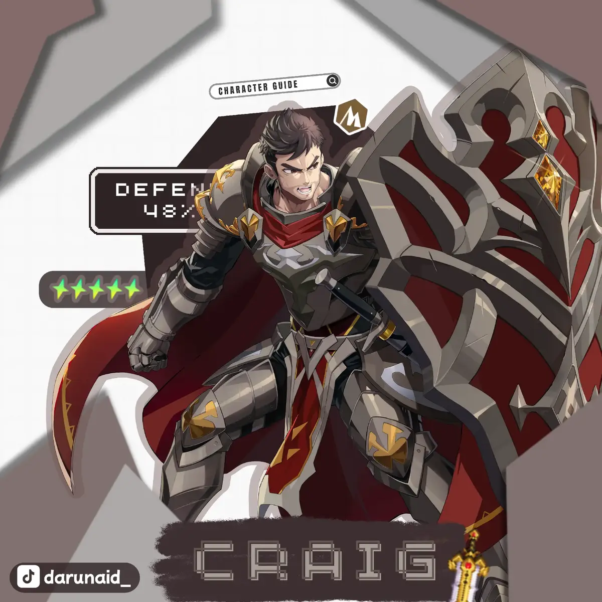 Guardian Tales • Craig Build Craig is a Tank class character, he is one of the best tanker in the game. His special ability Comrade Protection, Takes damage for party members with HP lower than 50%. This activates only when Craig's HP is higher than 30%. #guardiantales #guardiantalesasia #fyp #guardiantalesedits #guardiantalestips 