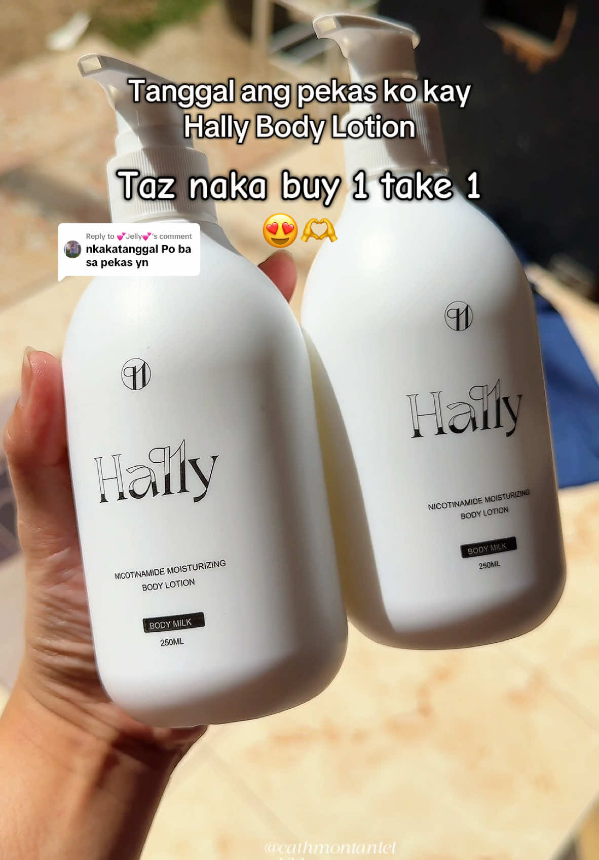 Replying to @💕Jelly💕 hally nicotinamide body lotion moisturizing and help brighten our pekas 👌 For day & nyt use✨ #hallylotion #hallybodylotion #lotion #lotionviral #lotionpampaputi #catchycathyonlineshop #cathmontaniel 
