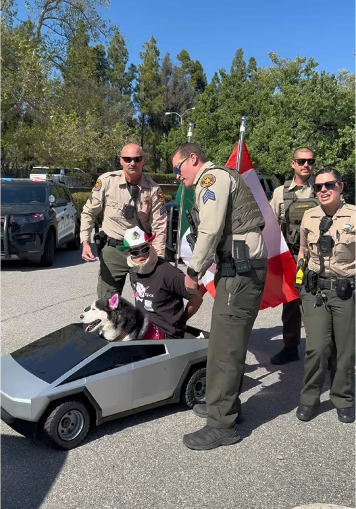 SWAGGY WAS HANDCUFFED AT THE HANDS OFF PROTEST😢 #protes #handsoff #canada #mexico #tesla 
