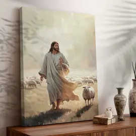 Nb 0237  Jesus the Good Shepherd Canvas Print #ChristianArt #JesusAndSheep #FaithDecor #ReligiousCanvas #spiritualwallart #lionofjudah #jesusart #faithdecor ###lionofjudah #JesusPainting #ChristianMotivation #christianwallart 