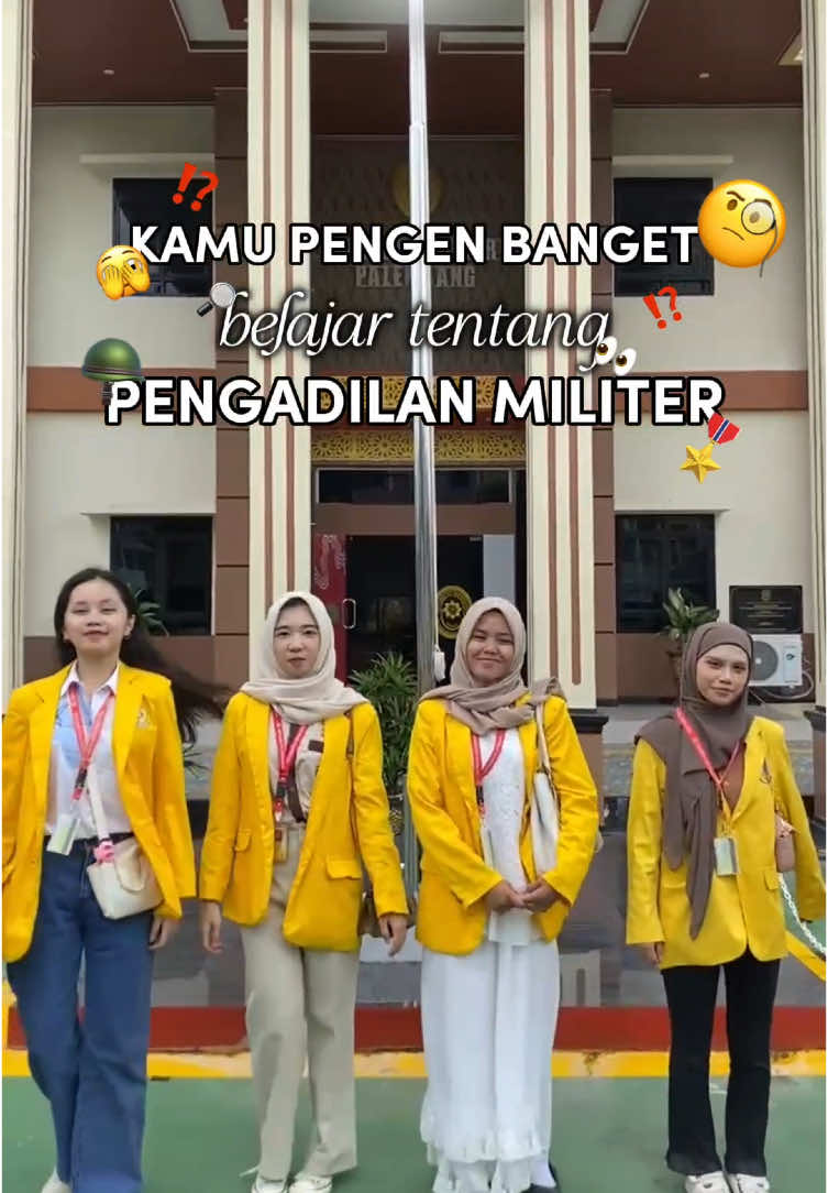 Penasaran dengan sidang di Pengadilan Militer? Pengen belajar tentang pengadilan militer?  Kalian bisa datang langsung ke Pengadilan Militer Palembang aja loh🤩‼️ yuk belajar mengenai Pengadilan Militer! Karena di pengadilan militer, kamu bakal dapat lebih dari sekadar teori. Siap-siap deh, belajar banyak hal baru yang mungkin nggak pernah kita bayangin sebelumnya! 🤯 Ayo kunjungi :  📍Pengadilan Militer, Jalan Gubernur H Bastari, Sungai Kedukan, Kec. Rambutan, Kab. Banyuasin, Sumatera Selatan 30267 #LawcusFHUnsri  #CakraNirvana  #DepartmentofPublicRelation #LawcusGoestoExternal