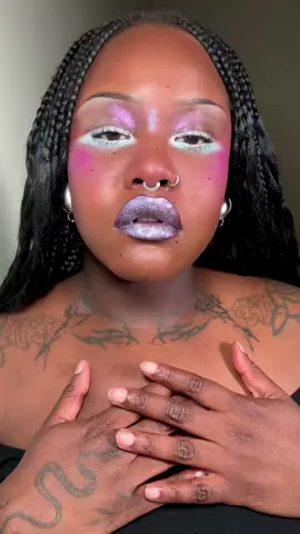 experimental makeup  therapy💄  products: @Blend Bunny Cosmetics x @Ellis_Atlantis palette @Unearthly Cosmetics menacing metal lipstick in void  @maccosmetics lip liner in nightmoth  #editorialmakeup #creativemakeup #lipcombo #fyp 