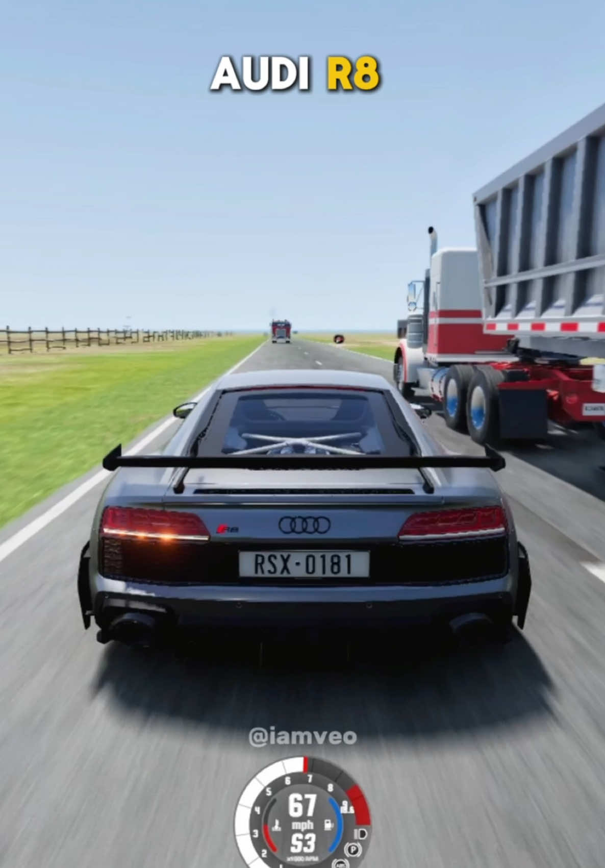 Which Car Overtake The Truck Safely? #beamngdrive #beamng #gaming #car #audir8 #mercedesg63 #bmwm5 #toyotayarisgr #chevroletcorvette #mercedessl63 #audisq5 #fyp #foryou  @VEO🏅 