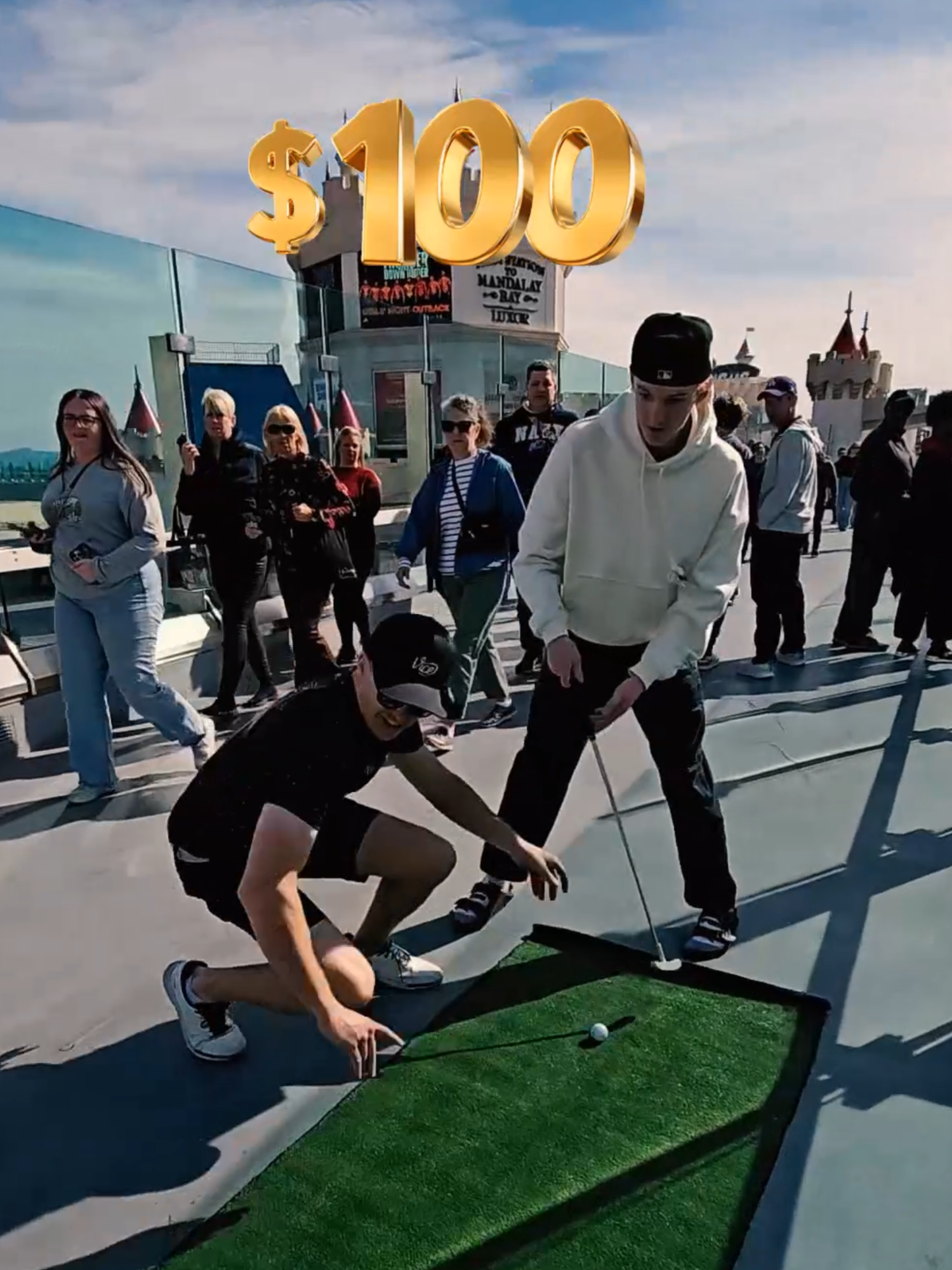 LIP OUT on a crowded bridge! #golftiktok #golfchallenge #golf #publicchallenge