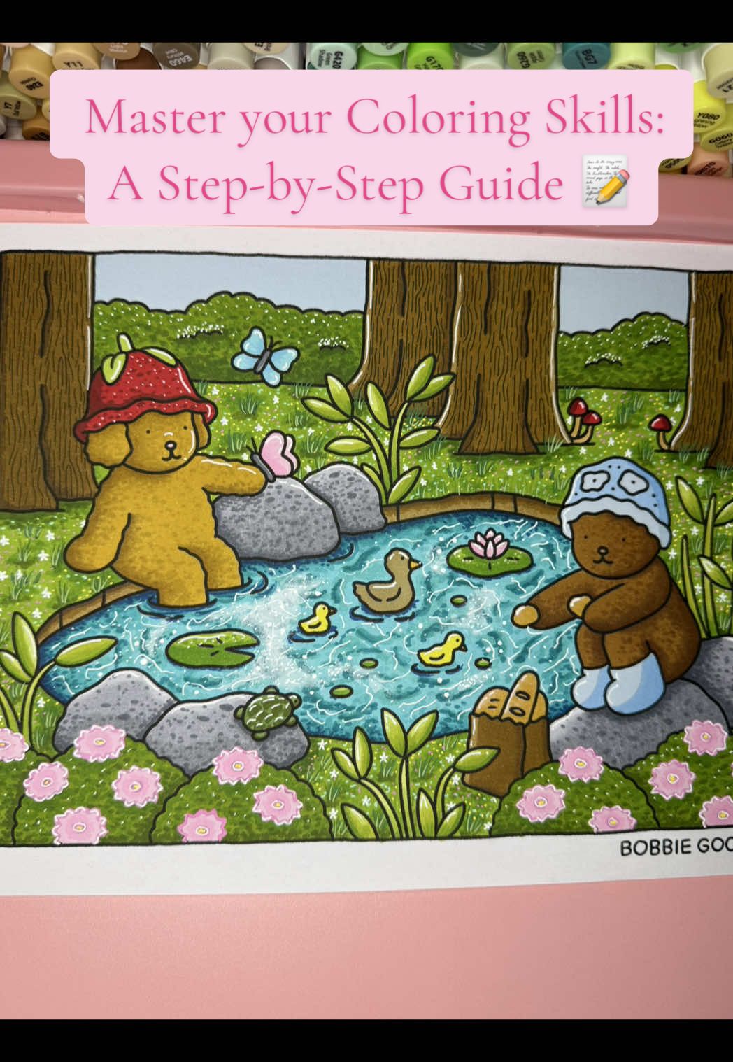 Master your Coloring Skills: A Step-by-Step Guide 📝 I didn’t film the water as I followed a tutorial myself from the AMAZING @𝑎𝑚𝑎𝑛𝑑𝑖𝑛𝑒 🧸🖍️ for that ♥️ The page is a digital download from @bobbiegoods   #coloring#coloringtutorialng, #arttutorial, #creativeprocess, #colorfulart