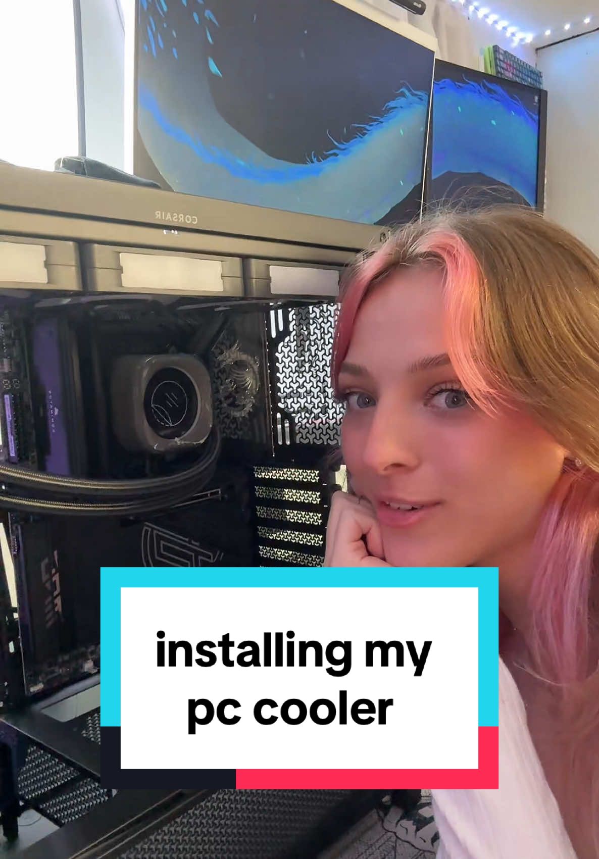 installing my cooler #lindseyszn #techgirl #techgirltips #techbaddie #pcbuild #pcgamer #techtok #corsair @corsair 