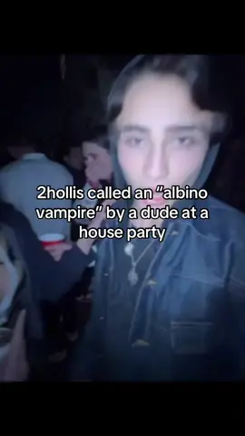 Credit: @sorrybud on instagram aka “the guy” 2hollis called an “albino vampire” by a dude “the guy” at a house party #sleazepop #thehellp #2hollis #natesib #10cust #janeremover #fakemink #damonr 