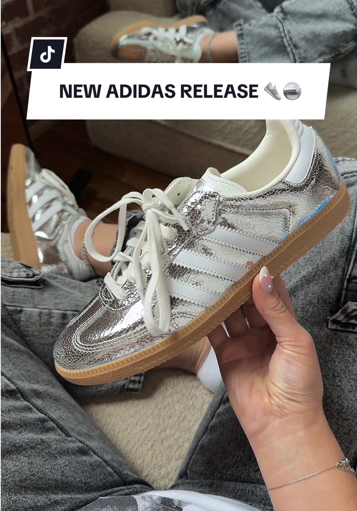Just released— Cracked Metallic Silver Adidas Samba 🪩☁️👟💍 #adidassamba #silversamba #newshoes #springshoes #womensneakers 