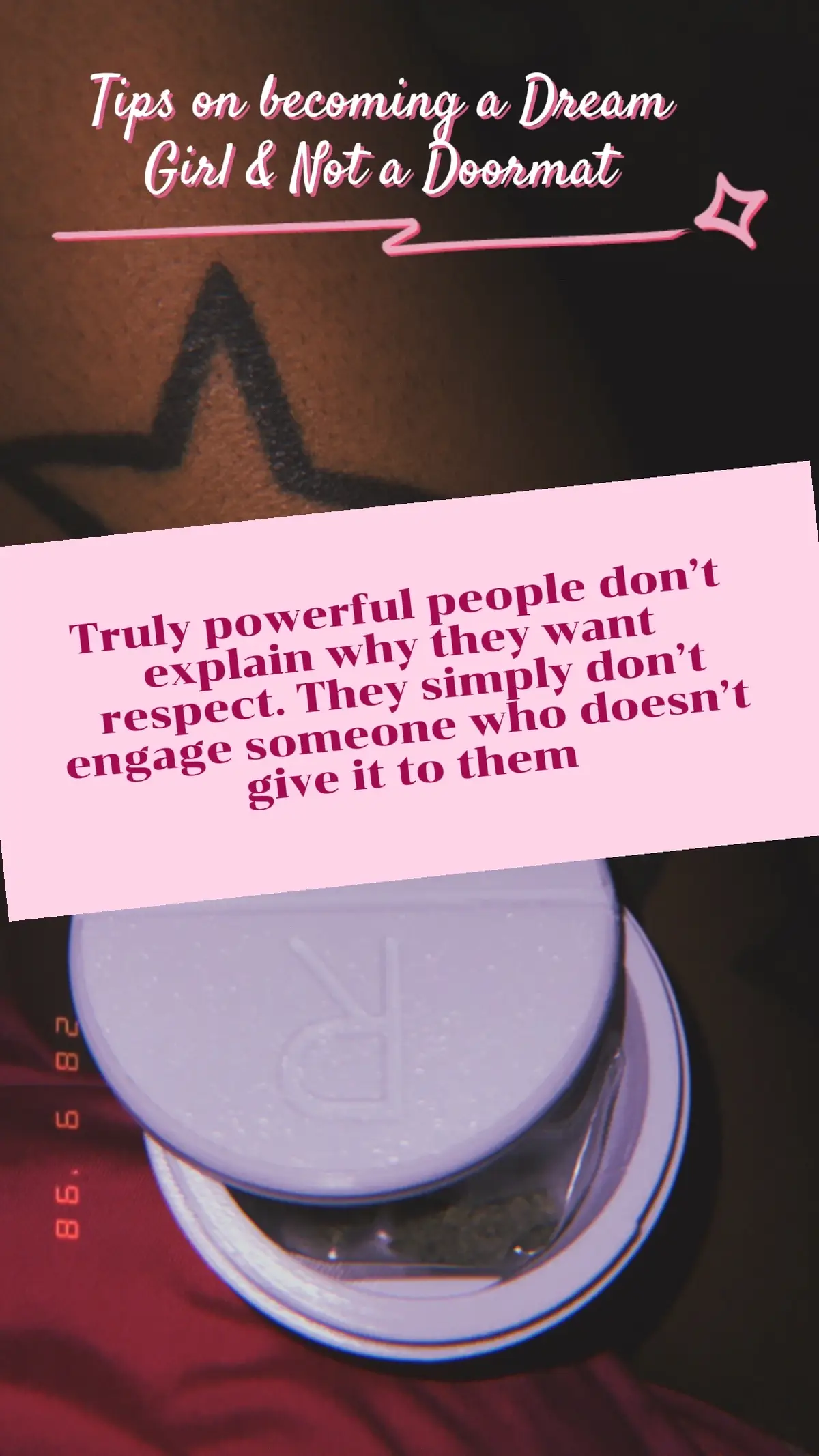 ⭐️Sometimes is about NOT wasting your energy on people who are negative ‼️ - being Kind is one thing , but recognizing someone who doesn’t have your best interests. And Recognizing their behavior, it’s appropriate for you to kind to your self by responding to it , by either correcting the situation or just simply don’t allow the person to have access to you.  - The doormat version ~ you find a lousy male w/ bad credit and you sleep with him without knowing his middle name and above all she will allow him to dictate her value as a women instead of her self. The DreamGirl Version ~ she is soft& feminine & has dignity & she let everyone knows gracefully that she won’t be easily manipulated & Won’t allow anyone define who she is by what other people think.  #fypシ゚viral🖤tiktok #advice #dream #dreamgirl #soft #feminineenergy #softgirl #adviceforgirls #adviceforwomen #womenempowerment #viral #tips 