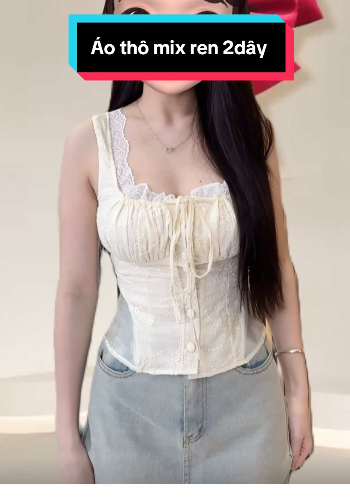 Áo thô mix ren 2 dây bản to có nơ cột xinh iu #fypシ゚viral🖤tiktok #fyp #thoitrang #review #fypシ゚ #xh #xuhuong #setnuxinh #viralvideo #video #phoidoxinh #hottrend #tiktokshop #shopping #setdoxinh #xybca #setaochanvay #setnu #váy #áo 