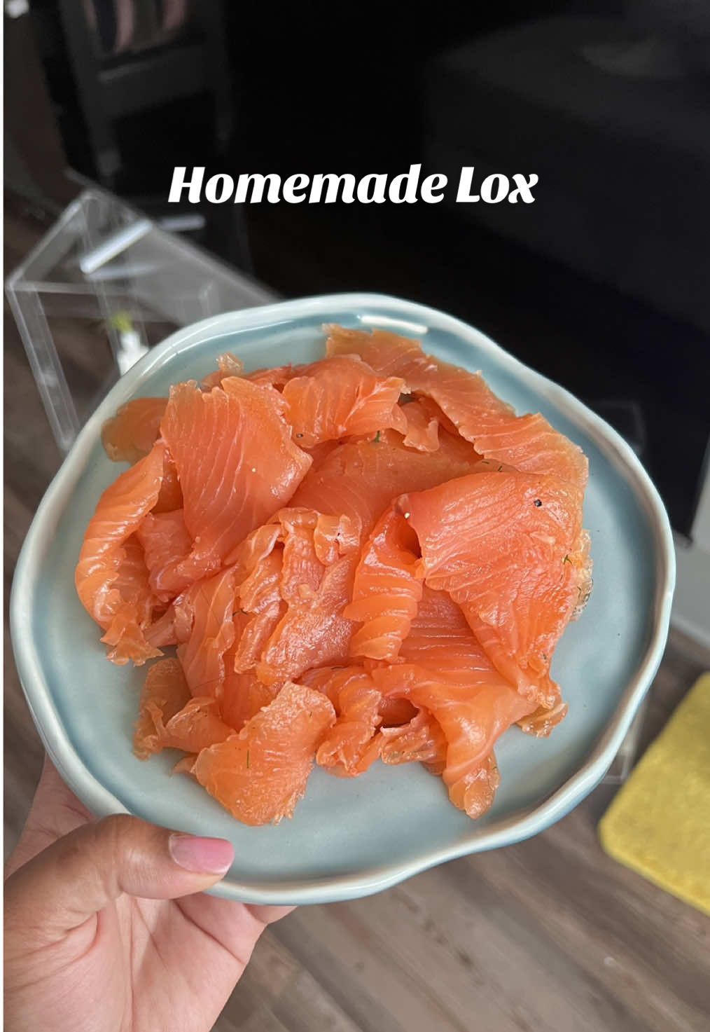 My 1st attempt at gravlax resulted in the best cured salmon I’ve ever tasted, ALMOST perfect 😋 (so close, but not quite)! Salmon is such a good form of protein, I love it cooked, I especially love it raw, cured, smoked, literally in every form, so the thought of preserving it and having it readily available to eat makes my greedy heart skip a beat 🙃. For my first cure, I used: •Salmon (obviously) •Salt •Sugar •Pepper •Lemon zest •Thyme •Dill It doesn’t have to be perfectly measured but I did my research and found that the standard amount of salt should be ~15% of the weight of the salmon. My salmon was a little over a pound so I used ~95g of salt, half the amount of sugar. I ended up letting her cure for ~48 hours and it wasn’t too firm but it was super salty, so next time I think I’ll do equal parts salt and sugar. I’ll also let the salmon soak a bit after so it’s a little less salty. Either way it was delicious and I’m THRILLED to play around with other ratios, herbs and aromatics!  #creatorsearchinsights #lox #gravlax #rawsalmon #curedsalmon #curedmeat #salmonrecipe #breakfast #easysalmonrecipe #howtocook #FoodTok #food #foodtiktok #viralrecipes #smokedsalmon