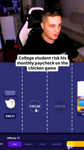 College student risk his monthly paycheck on the chicken game 😭 #kickstreaming #stevewilldoit #crossyroad 
