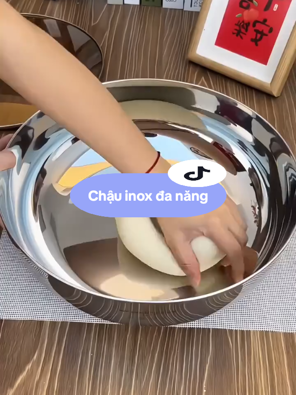 Chậu nhào bột gia dụng bằng inox, chậh rửa rau, trộn salad sáng bóng #chauinox #giadungtienloi #giadungtienich #giadungthongminh #xuhuong 