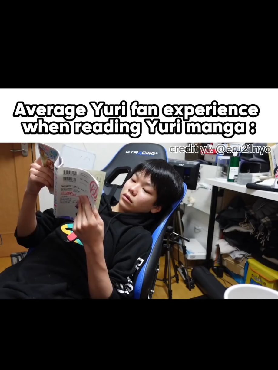 he forgot to rolling on the bed & punching the pillow tho, that's the ultimate Yuri reading experience 😭 #yuri 
