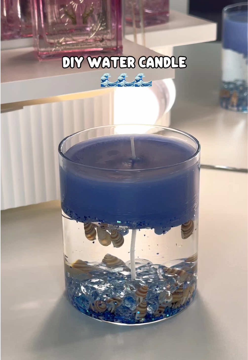 DIY Water Candle 🌊 #DIY #watercandle #candles #easydiy 