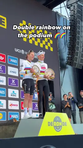 🥇🌈 Lotte Kopecky x Tadej Pogacar 🌈🥇 #cycling #podium #flanders 