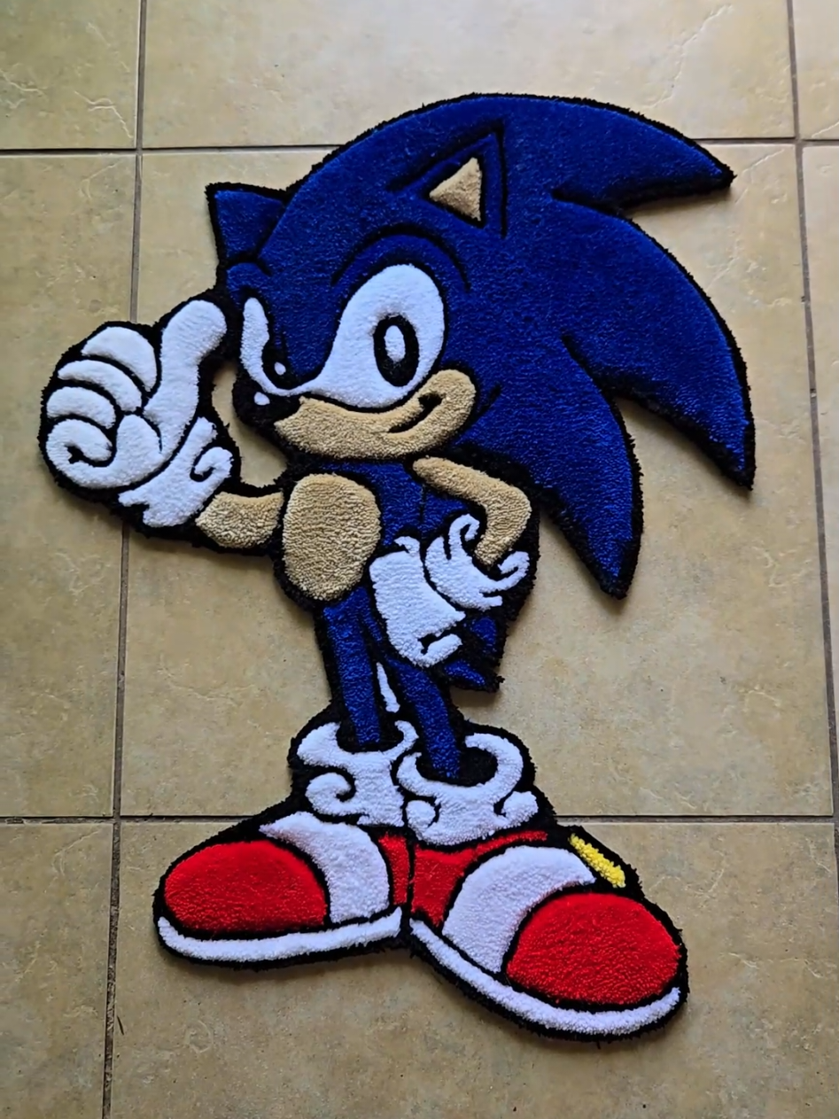 Sonic the Hedgehog Rug ⚡️ Handmade custom rug  . . . #sonic #crafting #customrug #rugsoftiktok #rug #rugs #tuftedrugs #tufting #handmade 