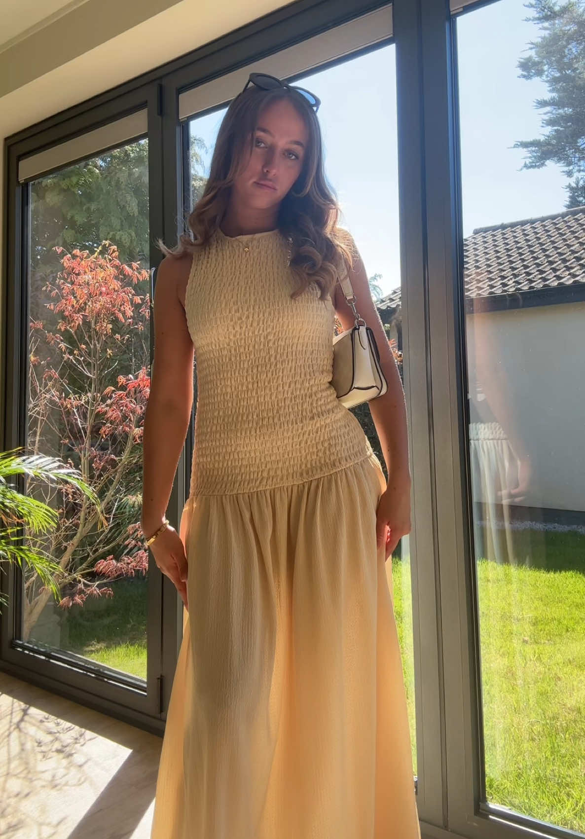 I didn’t know the dress was see through until I looked back at the video 🤭 #yellowdress #yellowoutfit #summervibes #Summer #summeroutfit #summerootd #dresses #summerdress 