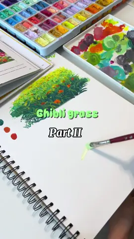 Ghibli grass tutorial with Gouache part II- Practice to draw better than AI 💪🏼 #painting #ghibli #gouache #arttutorial 