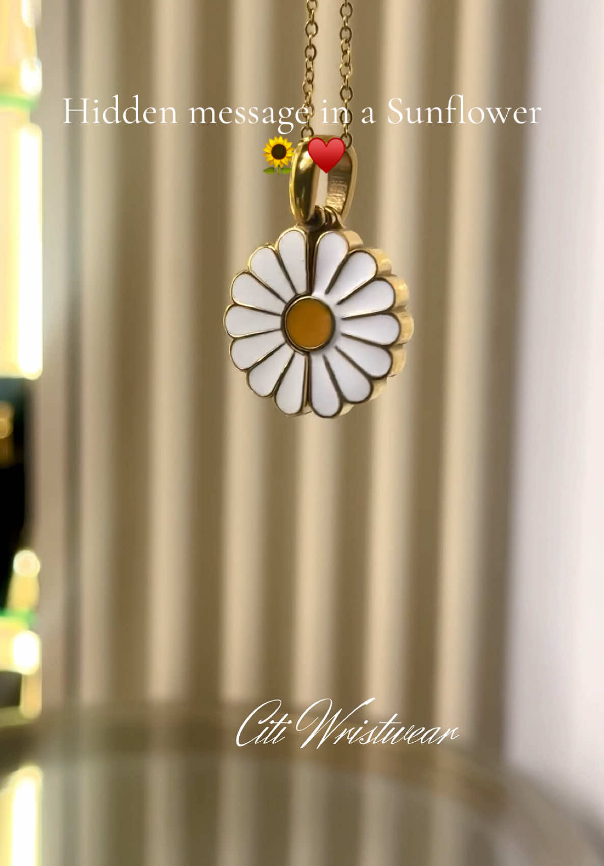 A hidden message and her name in a sunflower 🌻 necklace .. this is it baby 🥰 #jewlery #necklaces #fashion #fyp 