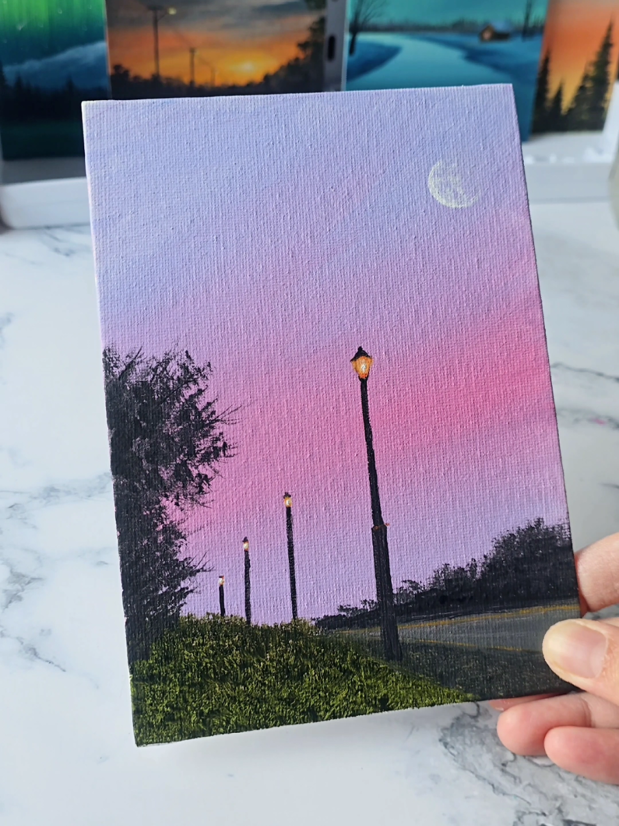 Pink skies ✨️🩷 acrylic paints on 5x7