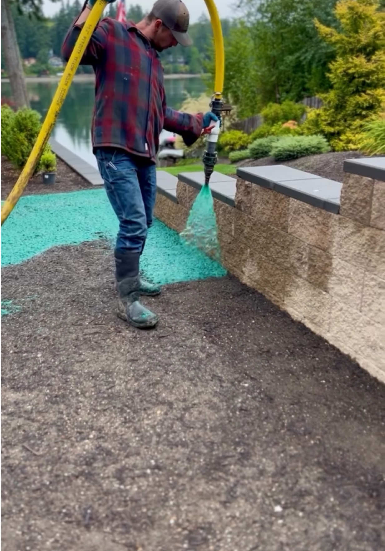 The results for hydro seeding at the end of this video are amazing. Hydro seeding is a more cost effective, more efficient way to go compared to traditional seeding #lawntok #fyp #chillinos #lawncare #landscaping #grass #grasstok #dadtok #lawn #turf #tips #hydroseeding 