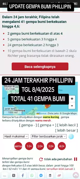 UPDATE GEMPA BUMI  TGL 8/4/2025 ..  