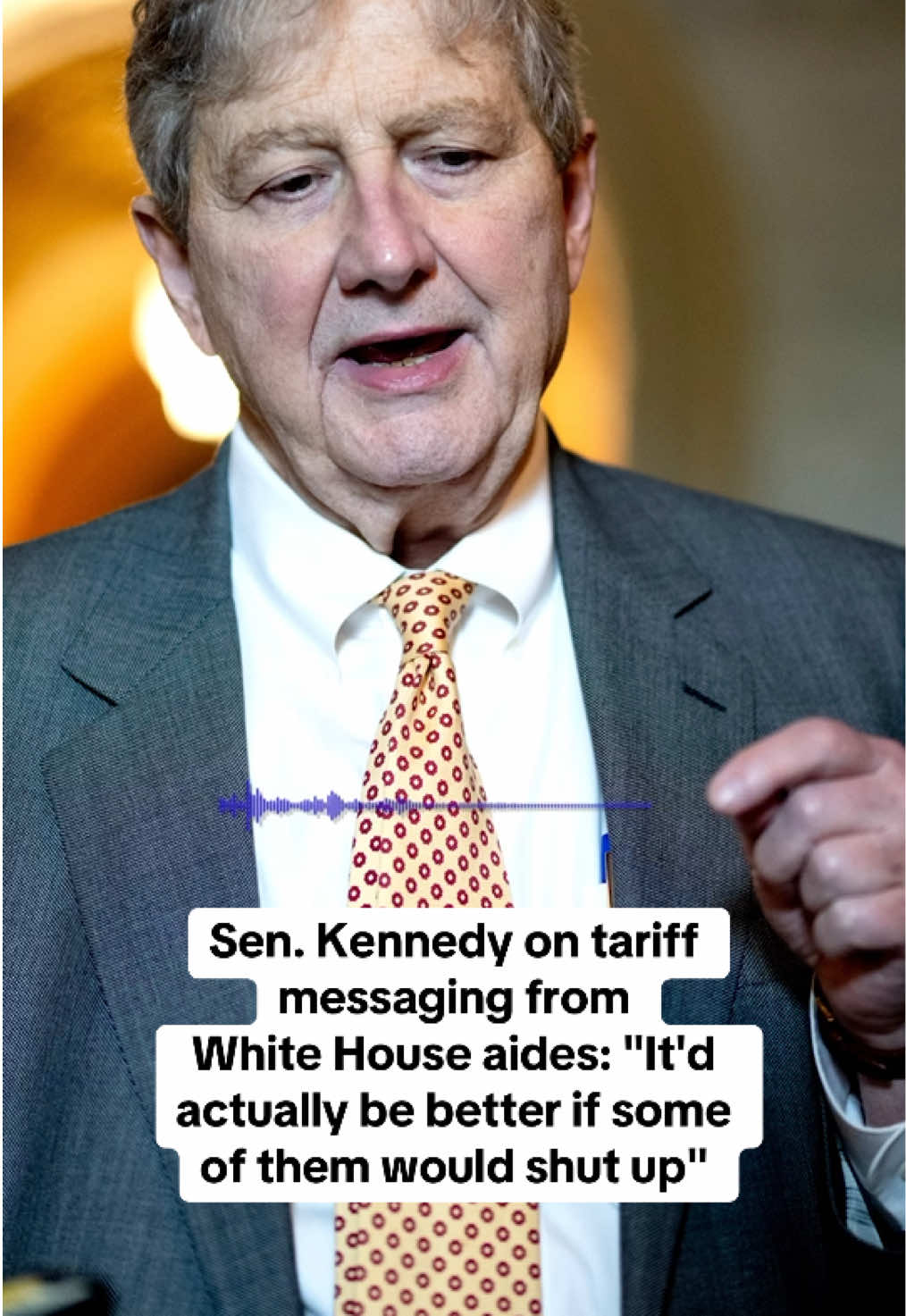 Speaking to reporters on Monday, Sen. John Kennedy (R-LA) had a strong reaction to conflicting messaging coming from White House aides on President Trump's tariffs.  