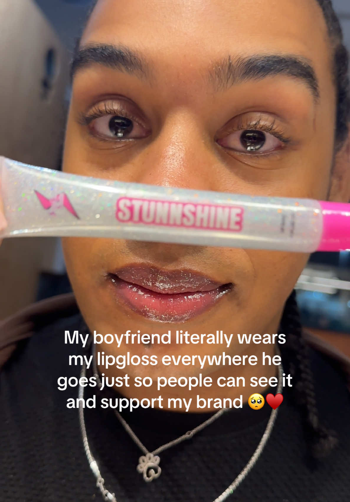 I literally have the best boyfriend ever 🥺 He really is the best and truly supports my brand 💕 Make sure to get your lipgloss 🫶🏾 #holographiclipgloss #viralll #supportiveboyfriend 