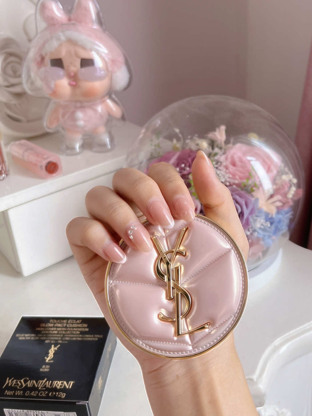 Unboxing prettiest pink YSL cushion limited edition.  🎀🤍             #YSL #yslbeauty #cushion #pink #Love 