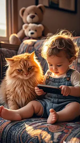 Cute baby, cute orange cat, so happy #cute #cutebaby #fyp #baby #angel #cat #pet #orangecat 