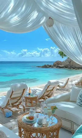 White Sands and Soft Pillows: The Perfect Beachside Relaxation Spot #beachvibes #tropicalparadise #luxurylifestyle #oceanview #summervibes #beachaesthetic #vacationmode #travelgoals #islandlife #relaxationtime 