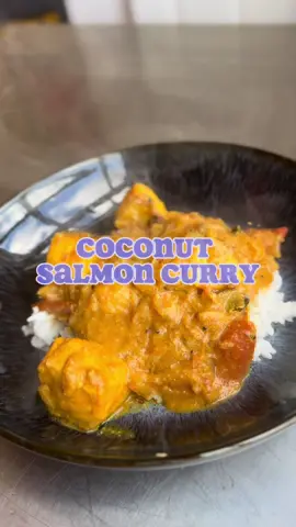 Twenty’s Plenty Ep.11 🥥 Coconut Salmon Curry 🍣 Ingredients: * Rice - half a cup  * Onion - 1 * Mustard seeds - ½ tsp * Cumin seeds - ½ tsp * Curry leaves - handful * Garlic paste (or 3 cloves cloves grated) - 1 tbsp * Fenugreek seeds - ½ tsp * Tomatoes - 3 chopped * Turmeric - 1 tsp * Salt  * Curry powder powder (ideally Sri lankan) - 1 tbsp * Coconut milk - 400ml * Salmon fillet - 2 (250g) * Lemon - juice of half * Soy sauce ½ tbsp * Salt 1. Wash the rice then add it to a saucepan with double the volume of water. Place a lid on and cook on low-medium for 15-20 minutes.  2. Slice one onion then heat a pan on medium-high heat. Add 1 tbsp oil and add ¼ tsp mustard seeds and ½ tsp cumin seeds. When they start to spit add the curry leaves, 2 tsp garlic paste and the onions. Mix and cook for 30 seconds then add ¼ tsp fenugreek seeds.  3. Cut the tomatoes into quarters and add to the pan along with 1 tbsp curry powder and ½ tsp turmeric and mix well. Cook on high heat for 2 minutes then add the coconut milk. Cook on medium high heat for 10 minutes. 4. Combine 1 tbsp soy sauce, ½ tsp turmeric, ½ tsp salt and 1 tsp grated garlic in a small bowl and mix together. 5. Cut the salmon fillets into chunks and coat in the marinade. 6. Air fry for 7 minutes on 210°C until the skin is crispy. If you don’t have an air fryer you can fryer these in a pan skin side down until crispy then colour on all sides.  7. Add in the cooked fish to the curry and gently mix in then serve with a squeeze of lemon.  #salmon #curry #coconut #quick #cooking #tasty #brinsdins #Foodie #dinner #quickdinner #Summer #spring 
